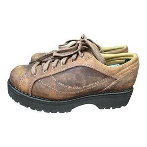 Y2K American Eagle AE Chunky Brown Leather Oxford Womens Lace Up Shoes Size 10